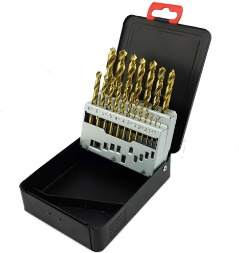NORTOOLS Drill Bit Set HSS Round Shank TiN Coated Drill Bits with Plastic Tool Display 19 pcs 1.0-10.0 x 0.5 mm