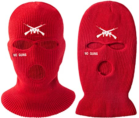 BBABBT 2022 Neue 3-Loch-Vollgesicht-Skimaske, Wintermütze, Sturmhaube, Kapuze, Beanie-Mütze, Männer und Frauen, Outdoor-Radfahren, Skifahren, Laufen, Rot