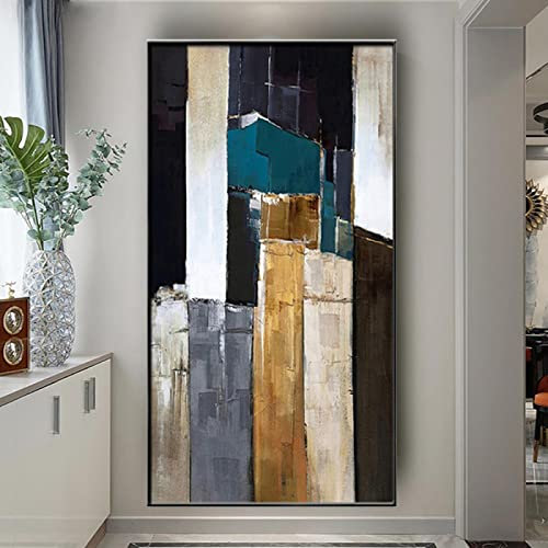 DUDLOO Abstrakte braune schwarze Textur Wandkunst Bilder Modekunst Gemälde auf Leinwand Wandbild für Zuhause Zimmer Gang Dekor Kunstwerk 80 x 160 cm rahmenlos