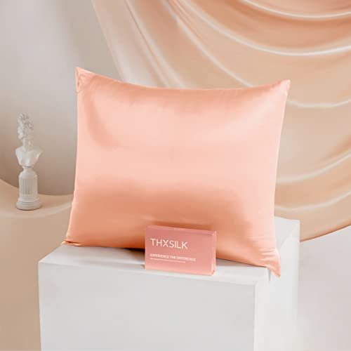 THXSILK 25 momme Silk Pillowcase for Hair and Skin - Mulberry Silk Pillowcase - Hypoallergenic with Hidden Zip - Pure Silk on Both Sides (Luxury Rose Gold, 80 x 80 cm)