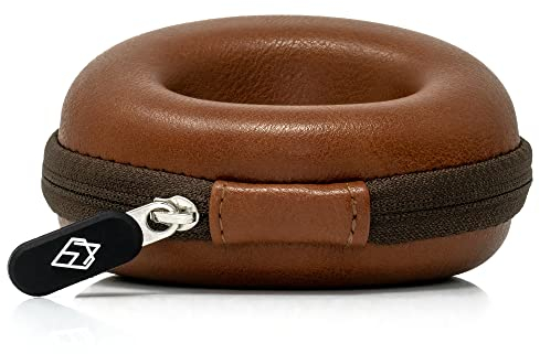 AKIELO Uhrengehäuse – Reise Uhrenbox Reinigungstuch und Geschenkbox – Für Männer und Frauen Armbanduhren und Smart Watch bis 54mm (Havanna Leder Ausgabe)