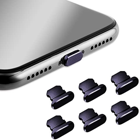 Jagowa 6 Pcs Phone Dust Plug Set Aluminum Alloy Anti Dust Charging Port Cap Cover Protection Plug Accessories for iPhone (Purple)