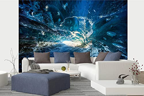 DIMEX LINE Non-Woven Photo Wallpaper Blue ICE CAVE 375 x 250 cm - Non-Woven Wallpaper, Wall Mural, Wall Art - Wallpaper for Living Room, Bedroom, Office, Kitchen