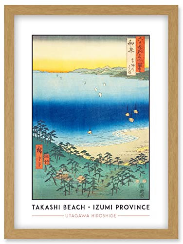 Wee Blue Coo Takashi Beach Izumi Province Utagawa Hiroshige Japanese Woodblock Classic Collection Artwork Framed Wall Art Print A4