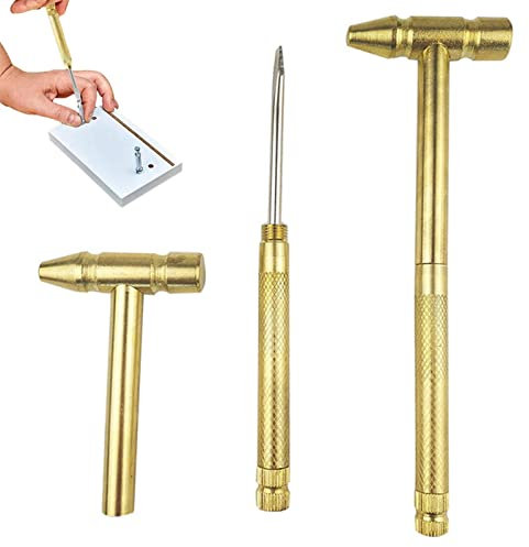 Youding Martello d'oro | Martello di Rame in Acciaio Inossidabile - 6 in 1 Utensili manuali Multifunzione in Ottone con Martello e cacciavite Ideali per gioiellieri orologiai e Mangiare Noci