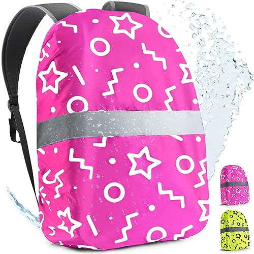 FlexiSchutz® Regenschutz für Rucksack/Schulranzen Regenschutz Kinder - 100% Wasserfester Ranzen Regenschutz Überzug für effektiven Schutz vor Nässe, Regenschutzhülle, Reflektierende Regenhülle