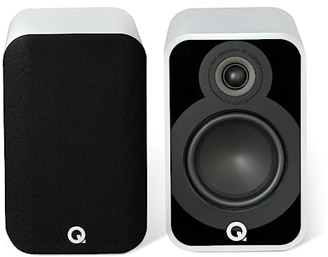 Q ACOUSTICS 5020 Bookshelf Speakers Pair Satin White - 5 Mid/Bass Driver, 1 Tweeter - TV Speakers for Surround Sound System - Vinyl Record Player Speakers Hifi, Gaming PC Speakers