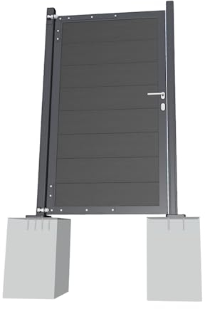 Gartenwelt Riegelsberger Universal Alu-Torrahmen Anthrazit mit WPC-Füllung Anthrazit Zubehör für Gartenzaun Zaun WPC Steckzaun Sichtschutzzaun Garten Terrasse