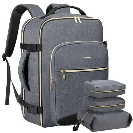 LOVEVOOK Zaino da Viaggio Aereo Bagaglio a Mano, Impermeabile Zaini Trolley Bagaglio Donna 40L Cabin Max per Ryanair Easyjet, Grande Zaino Porta PC 17 Pollici Valigia Borsa a Zainetto