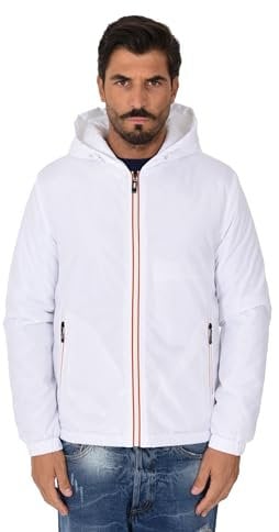 Ciabalù Veste imperméable pour homme avec capuche 100 grammes, Blanc, XXL