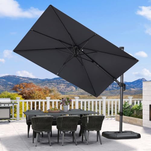 PURPLE LEAF Parasol Déporté 3 x 2 m Gris clair avec Pied de Croix Anti-UV | Inclinable des deux côtés, Couverture d’ombrage optimisée, Anti-UV, Inclinaison 5 positions, Parasol de jardin extérieur