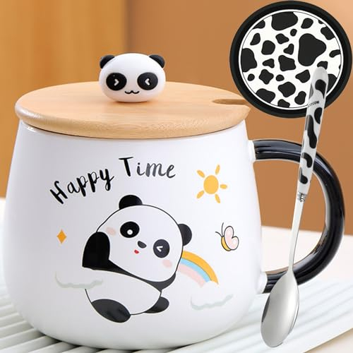 Arawat Tazza Panda Con Coperchio Tazza Regalo Panda Tazza Caffè Carino 400ml Tazza Da Tè In Ceramica Tazza Tè Caffè Carino Regalo Di Compleanno Per Donne Uomini Ragazzi Fidanzati