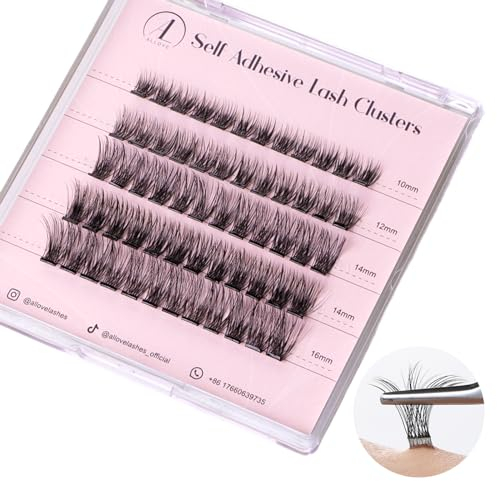 ALLOVE Self Adhesive Eyelash Clusters Press&Go Eyelash Clusters, No Glue Required, Eyelash Clusters with Pre-Glued Strip, Reusable Eyelash Clusters Press on in One Step - Camellia 10