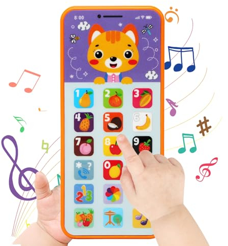 Afufu Spielzeug Handy Lernspielzeug mit Geräuschen und Liedern Sprechen Lernen, Musikalisches Baby Telefon, Babyspielzeug für Mädchen und Jungen 6-12 Monate ab 1 Jahr