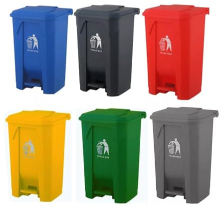 Recycling Dustbin Rubbish Pedal Bin Waste Trash Bin | Foot Pedal Bin Home Bedroom Bathroom Kitchen | Indoor Outdoor Rubbish and Waste Bin with Pedal | Bin Recycling Waste Dustbin (Grey, 80 Litre)