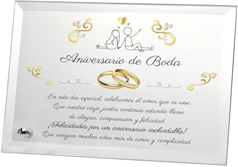 Genérico Regalo Aniversario de Boda | Placa de Cristal para Aniversario | Idea de Regalo para Bodas de Oro, Plata, Diamante