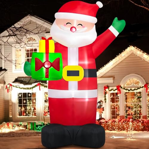 Danxilu 2,44m große aufblasbare Weihnachtsdekoration für draußen LED-Lichter aufblasbarer Weihnachtsmann mit Geschenktüte aufblasbarer Ausverkauf Weihnachtsdekoration für Hof Garten Party Feiertags