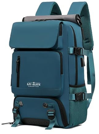 LIV-ELITE LIFESTYLE Laptop Backpack Rucksack Business Cabin Bag Waterproof USB Charging Port Separate Shoe Compartment Unisex Malachite Green