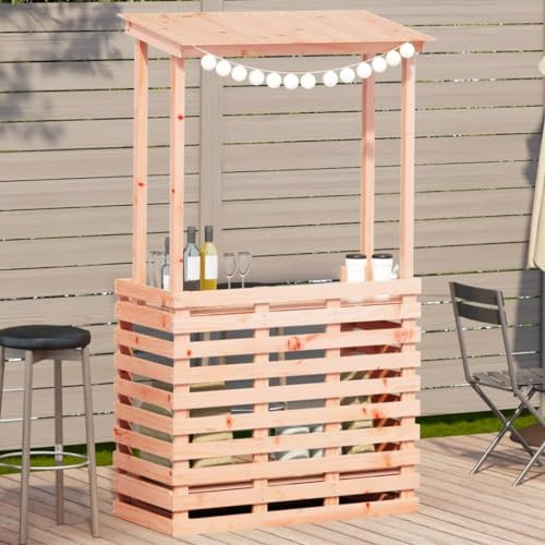 Massivholz Outdoor Bartisch mit Dach, Gartentheke Gartenbar Theke Bar Tresen Stehtisch Holztisch Gartentisch, 112,5x57x195,5 cm Massivholz Kiefer