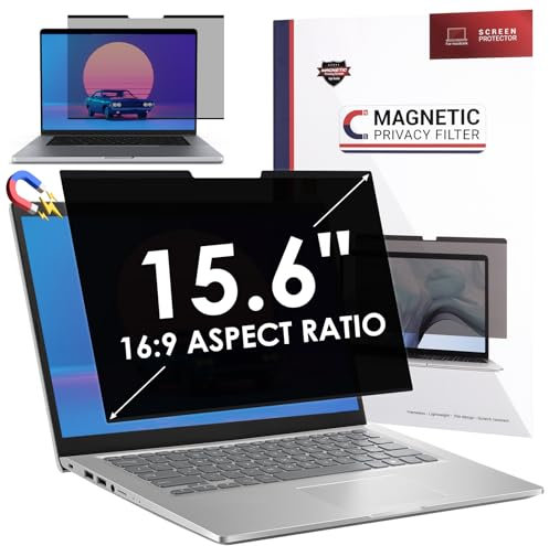 SOPPY 15.6 Inch 16:9 Magnetic Privacy Screen for Laptop, Removable Protector Anti-Glare Blue Light Blocking Laptop Privacy Screen, Compatible with Lenovo/HP/Envy/Dell/Acer/Asus/Thinkpad