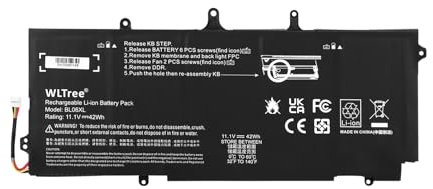 WLTree 42Wh BL06XL Batterie pour HP EliteBook Folio 1040 G1 G2 Notebook PC BL06042XL 722236-171 722236-1C1 722236-271 722236-2C1 722297-001 722297-005 HSTNN-DB5D HSTNN-IB5D HSTNN-W02C Battery 11.1V
