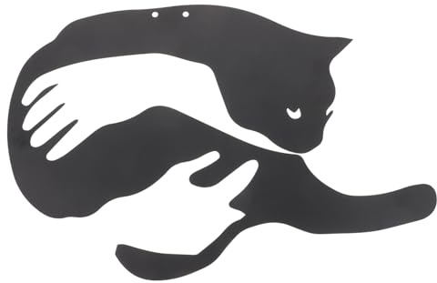 Decoración de Hierro Negra Silueta de Gato Abrazando | Círculo de Hierro, Acabado Decorativo, Uso en Patio y Balcón
