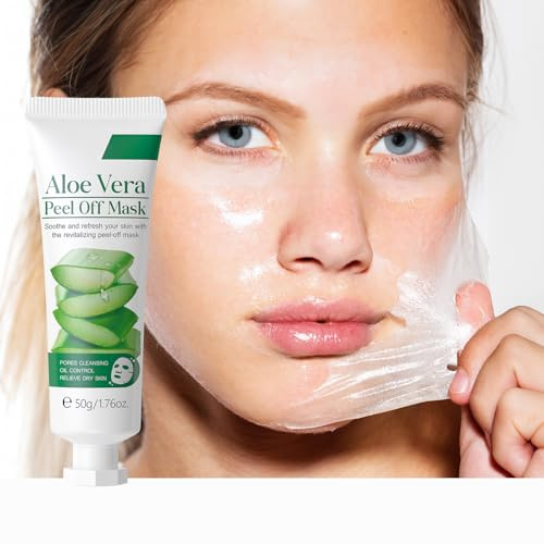 BEUKING Aloe Vera Peel Off Face Mask, Cleansing Moisturizing Jelly Mask for Facials, Smooth Pores Cleasning Oil-control Enhance Skin Elasticity for Daily Skin Care, Valentine's Day Gift, 1.76oz