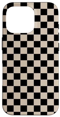 Preppy Checkerboard Aesthetic Check, schwarz-hellbraun kariert Hülle für iPhone 16 Pro