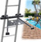 Leiterstabilisator für Dachrinne, Verstellbarer Leiterstabilisator mit Einstellbaren Beinen 51-75 cm, Rutschfester Leiter-Abstandshalter mit Integrierter Werkzeugablage Trägt bis zu 145 kg