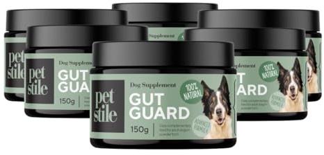 Petstile Gut Guard Verdauungsgesundheit Hunde Probiotika 150g, Probiotisches & Präbiotisches Pulver für eine gesunde Verdauung & Immunsystemstärkung (‎‎150 g (6er Pack))