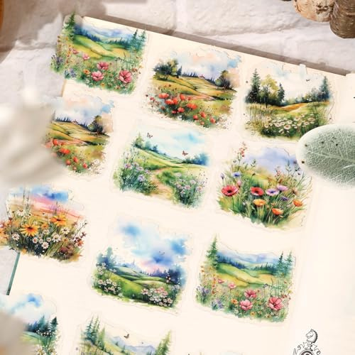 80pcs Scrapbook Stickers Zubehör,Nature Landschafts Serie Sticker Für DIY Bullet Journals,Fotoalbum,Computer Und Scrapbooking（Mountain Wind）