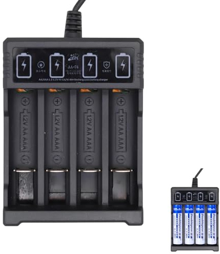 Caricabatterie Indipendente A 4 Slot Per Batterie Ricaricabili AA E AAA Ni-MH, Display LCD, Sistema Di Raffreddamento E Sicurezza Avanzata Per Ricariche Efficaci, Caricatore Pile Ricaricabili
