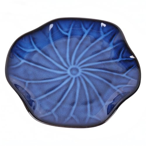 XIYOUQI Bol décoratif en céramique bleue – Petit plat à bijoux, bol à fruits, à bonbons, bol à clés pour table d'entrée, plat à bijoux et bagues, plat fourre-tout en porcelaine pour cuisine