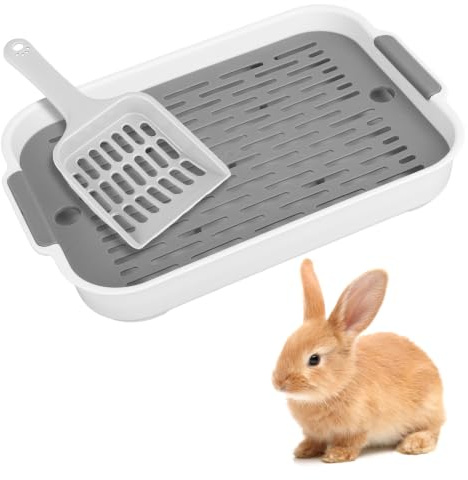 Bac Litière Lapin avec Grille, 27x18x4 cm, Accessoire Lapin