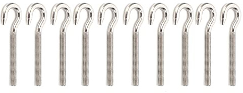 Adfaga Gancio a bullone aperto con vite a occhiello Hardware resistente in acciaio inossidabile 304 per appendere oggetti per interni ed esterni M6x73mm 10 pezzi