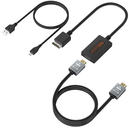 LA NREUCETS Adattatore da PS2 a HDMI per console PlayStation 2/2 Slim | Cavo HDMI per PS2 compatibile solo con uscita segnale Y Cb/Pb CR/PR, convertitore Plug & Play per PS2 a HDTV/Monitor