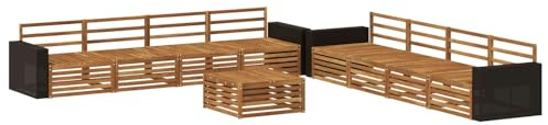 vidaXL Outdoor-Sofagarnitur 9 pcs Natur Massivholz Akazie, Garten Lounge Set, modernes Akazienholz Sofa, wetterfeste Möbel, Bequeme Terrassen Sitzgelegenheit