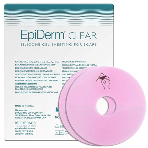 Epi-Derm - Cerotti Silicone per Cicatrici | Riduce e Ammorbidisce Cicatrici | Adatto a Cicatrici Chirurgiche e Ustioni | Riutilizzabile per Settimane | Diametro 7,62 cm, Silicone