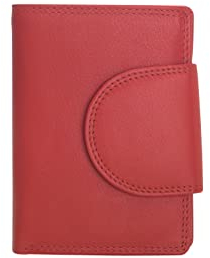Josephine Osthoff Geldbörse Damen Wiener Schachtel, Platz für 11 Karten, Minibrieftasche mit Münzfach, Portemonnaie Herren Geldbeutel aus echt Leder mit RFID-Schutz (934), Farbe:Kirsche