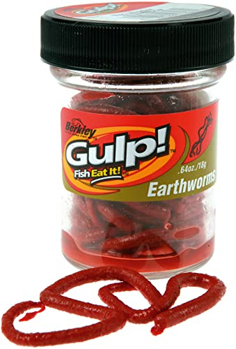 Berkley GEW-RDW GULP EXTRD EARTHWORM RED WGLR QM - FISHING-SOFT-PLASTIC-LURES-EARTHWORM - 1 Stück - Rot - Nadelspitze - Kunststoff - Fischhaken
