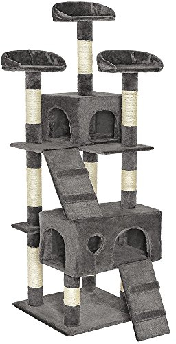 tectake® Katzen Kratzbaum Katzenbaum mittelhoch -Diverse Farben- (Grau)
