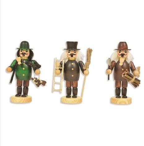 Räuchermännchen aus Holz natur stehend 3 Designs Holzsammler, Jäger und Schornsteinfeger sortiert - Liefermenge 1 Stück