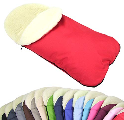 Rawstyle UNIVERSAL Winterfußsack für Babyschale LAMMWOLLE & FLEECE z.B: Maxi-Cosi, Römer etc. *8 FARBEN* Wintersack Fußsack Wolle NEU (Wolle Rot)