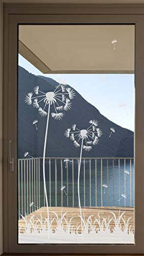 rs-interhandel P3 Pusteblume Glasdekorfolie Glasdekor # Fensterfolie Folie # Größe nach Wahl # Fensterfolie Glasdekorfolie, Größe: 1 Set ca. 140 + 180cm hoch