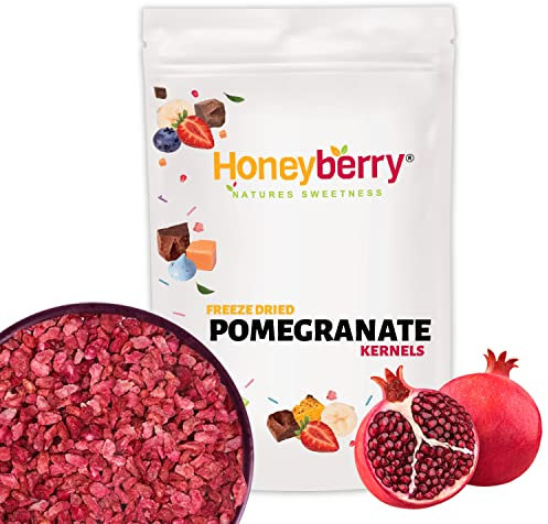 Gefriergetrocknete Granatapfelkerne 100g - Gefriergetrocknete Früchte - Trockenfrüchte Gefriergetrocknet - Getrocknete Granatapfel Kerne - für Snacks, Müsli, Backen, Kuchendekoration & Desserts