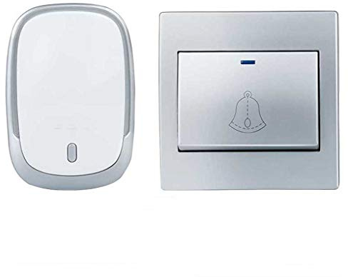 LIUXIUER Wireless Doorbell Waterproof, 36 Music Ringtones 4 Volume Levels Flashing Light Remind Self-Powered Doorbell, 1 Transmitter 1 Receiver, 300M (984FT) Transmission Distance,Silver