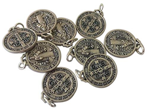 lazzaro italy San Benedetto Medaglia placcata argento - Diametro 1,5 cm - 10 medagliette