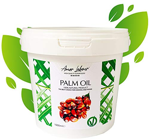 Amor Labour Palmöl | Palm Oil | Palmfett | 100% Natural Palmkernöl | Vitamin E | vegan | glutenfrei | raffiniert | perfekt geeignet zum Frittieren und Kochen | Natürliche Seife und Kosmetik (3x1000ml)