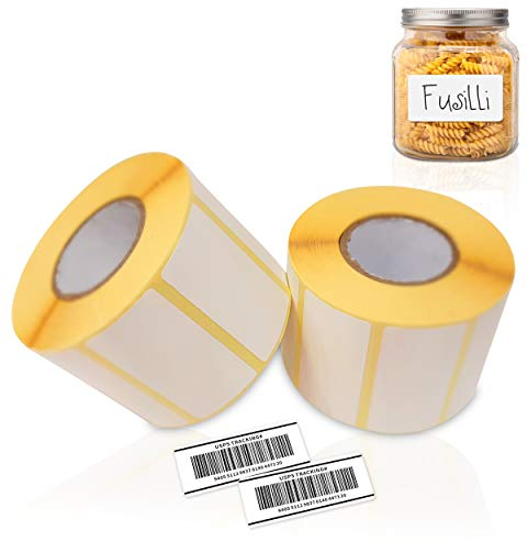 OliveBird 2,000 Stück (2 Rollen x 1,000 Aufkleber/Rolle) Thermoetiketten Selbstklebend Haushaltsetiketten Größe 6x3cm, Datum Etiketten auf Rolle Gefrieretiketten zum Beschriften