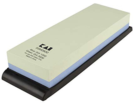 Shun Pierre à aiguiser combinée, grain 1000 et 3000, base en caoutchouc pour prise en main, utilisation pour aiguiser et polir, 19,1 x 8,9 x 6,3 cm, brun clair